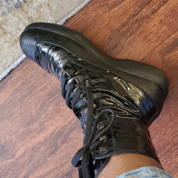 Sonia Rykiel black patent leather Steampunk Goth  laceup boots size 8 - Picture 6 of 16